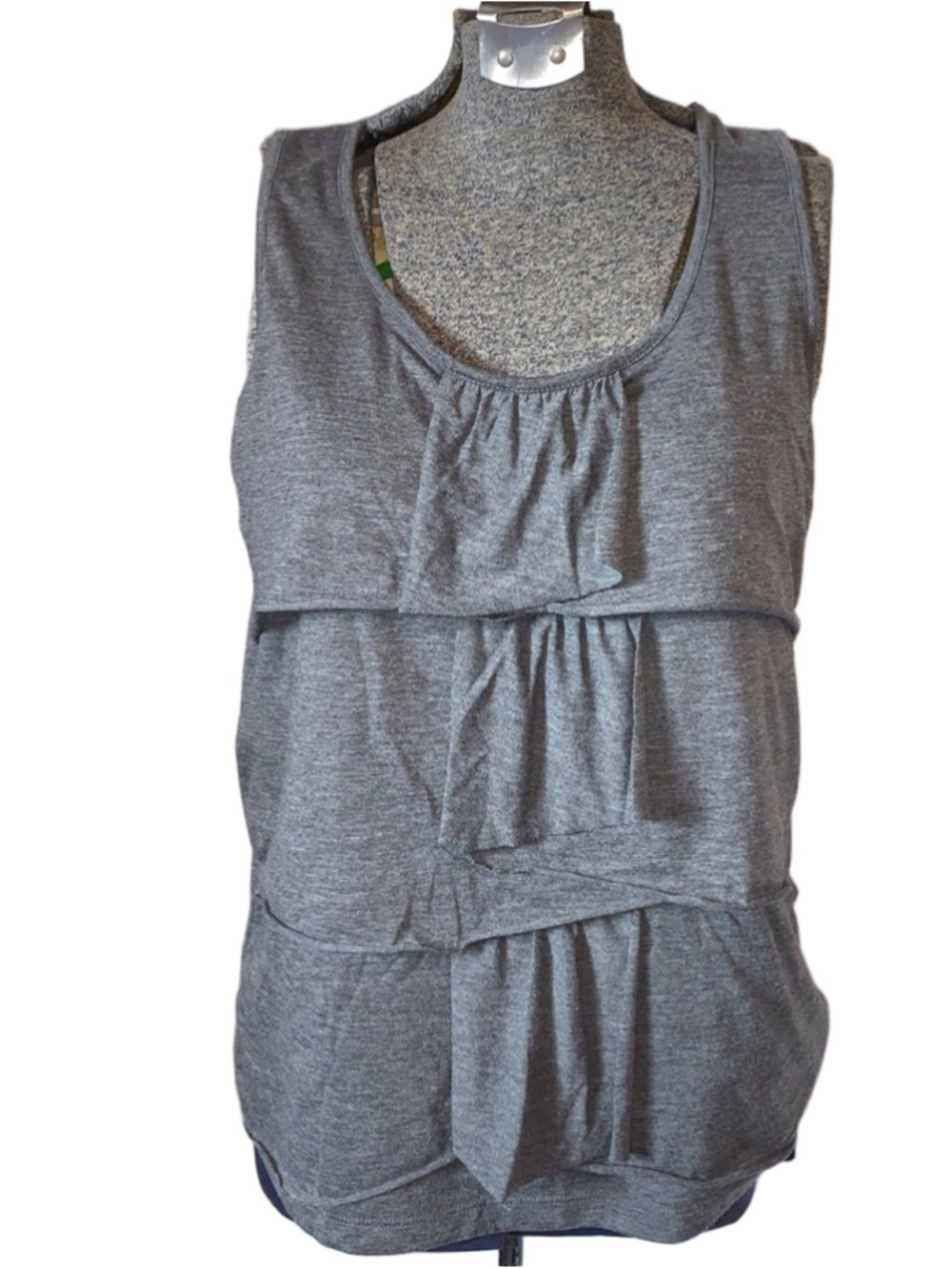 Women's Talbots Gray Tiered Ruffle Tank Top Size M